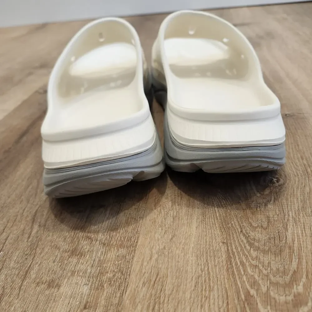 Hoka Ora Recovery 3 Slide Mens 12 Slip On Sandal Comfort White Gray EUC!